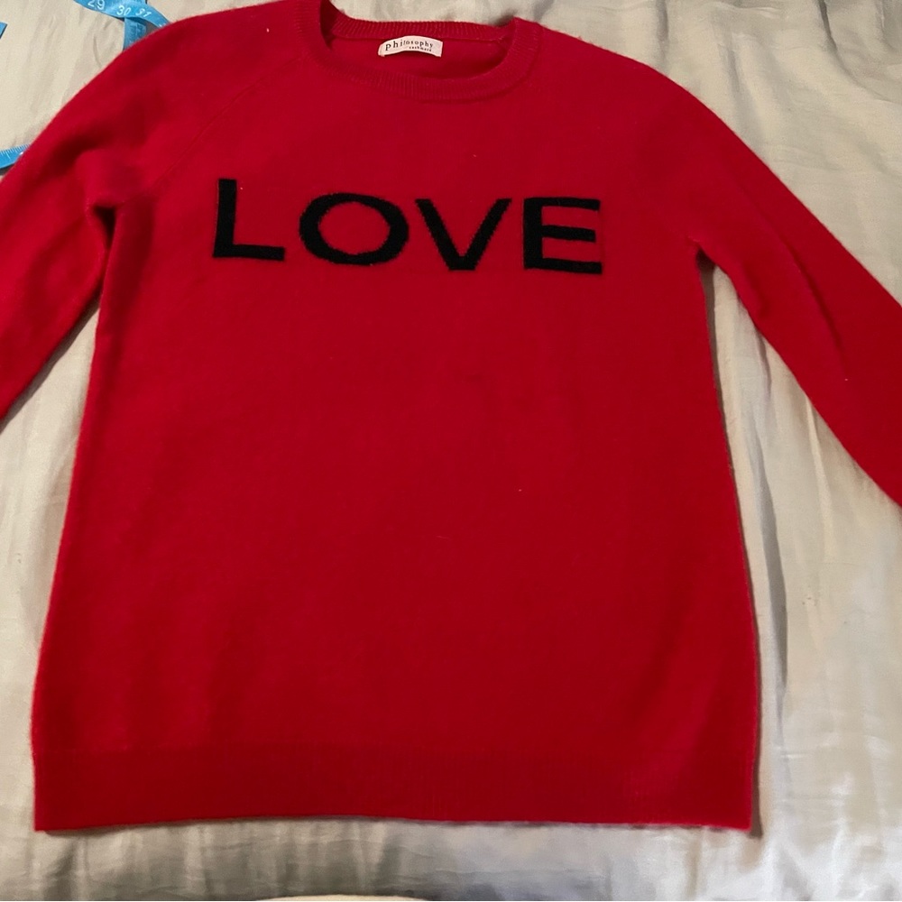 Philosophy red cashmere sweater, perfect for the holidays.  Its very soft!